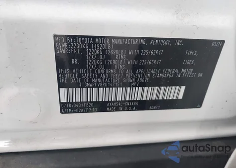 2024 Toyota Rav4 Hybrid Le from USA, damaged, VIN 4T3MWRFV8RU147151